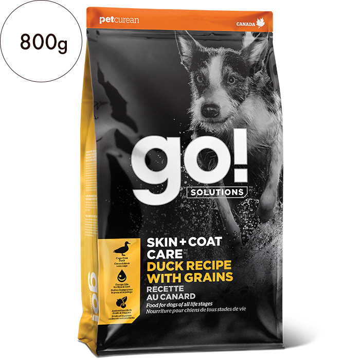 GO! SOLUTIONS 皮膚+被毛ケア 全粒穀物を使用したダックレシピ 800gの